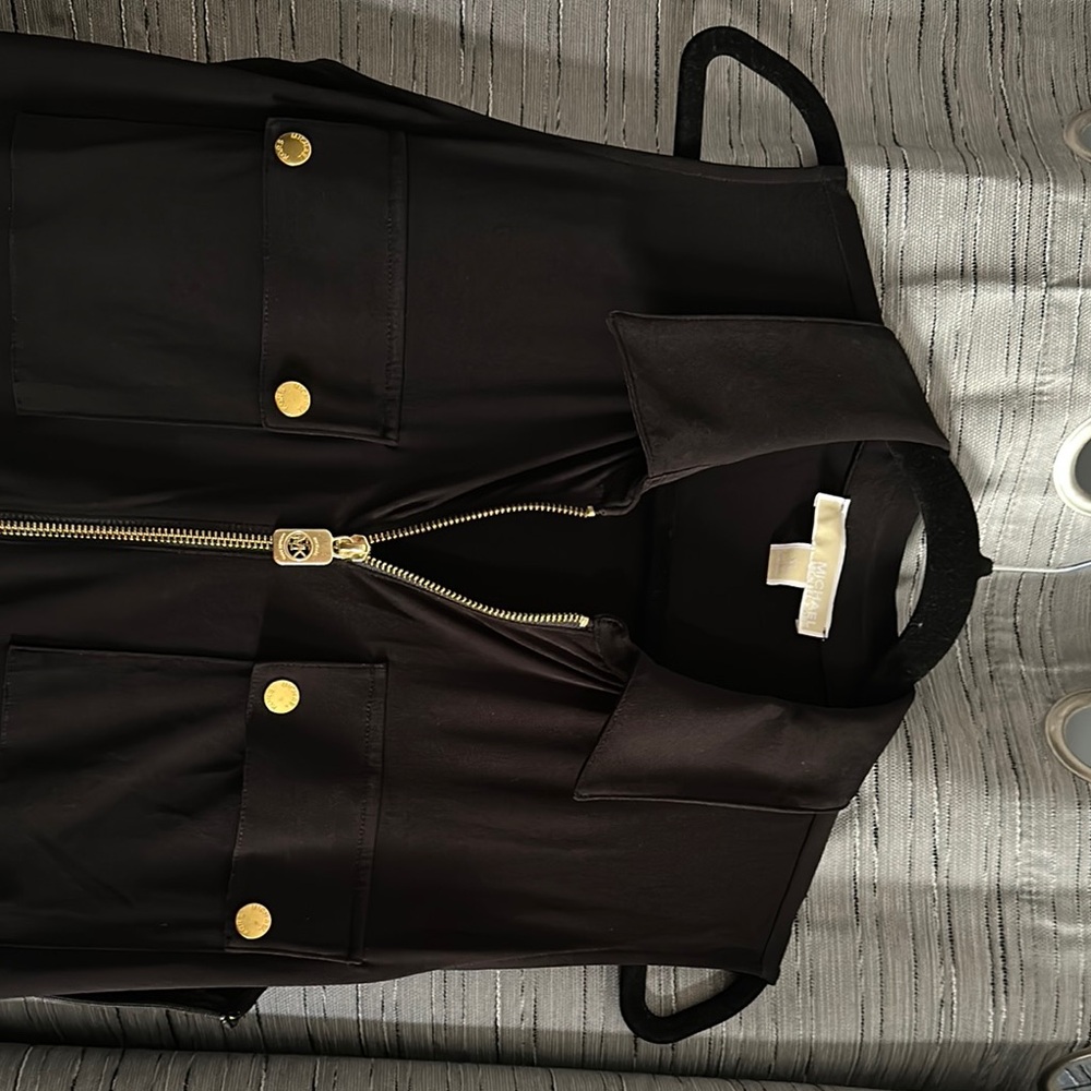Michael Kors Black Sleeveless Jumpsuit with Gold Accents - Picture 3 of 8